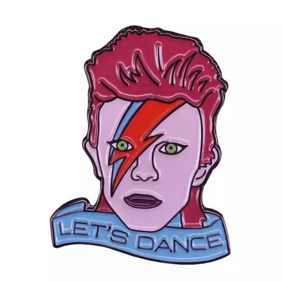 David Bowie pin lightning let's dance white enamel flair rock n roll rockstar 80 - Picture 3 of 3